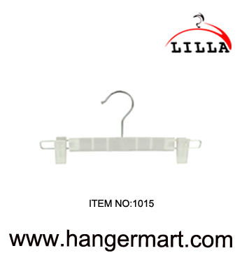 LILLA-White flat plastic trouser/pants hanger with 2 clips 1015