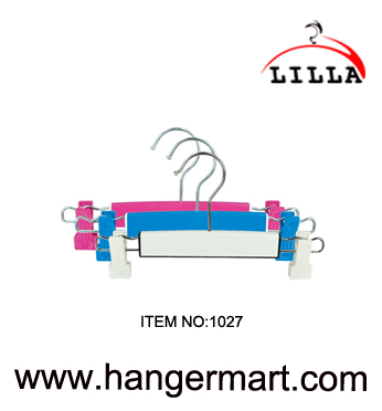 LILLA-retail plastic pants&skirts hangers with 2 flat clips 1027